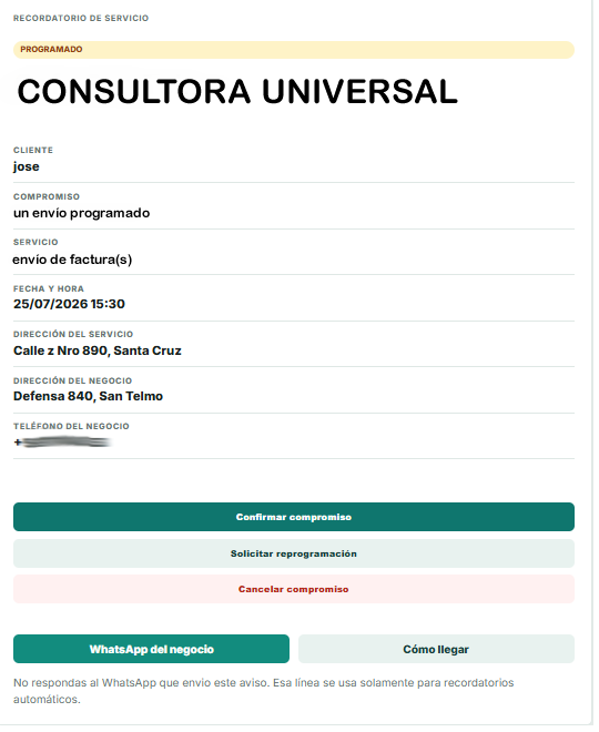 Página de un recordatorio contable